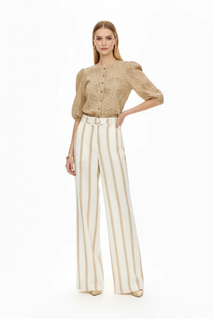 Arisha Striped Wide Leg Pantalón - Reina Diaz