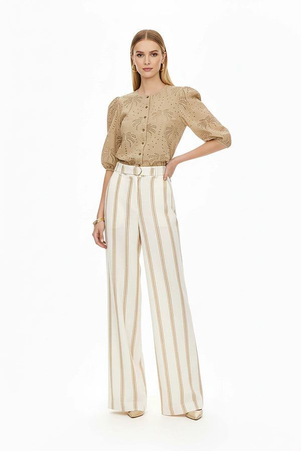 Arisha Striped Wide Leg Pantalón - Reina Diaz