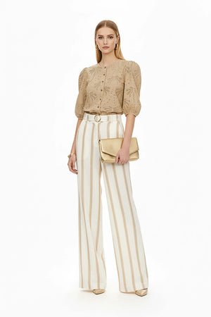 Arisha Striped Wide Leg Pantalón - Reina Diaz