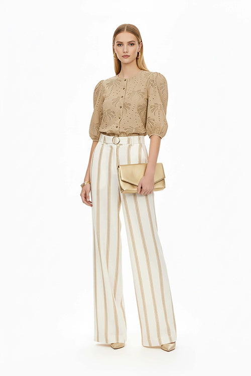 Arisha Striped Wide Leg Pantalón - Reina Diaz