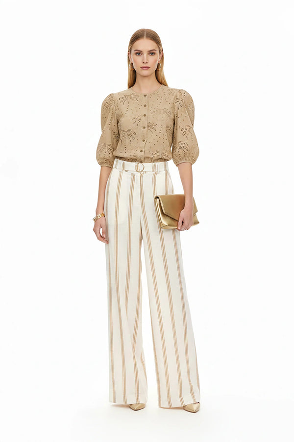 Arisha Striped Wide Leg Pantalón - Reina Diaz