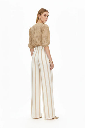 Arisha Striped Wide Leg Pantalón - Reina Diaz