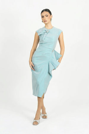 Arlet Drape Midi Vestido - Reina Diaz
