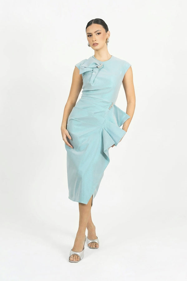 Arlet Drape Midi Vestido - Reina Diaz