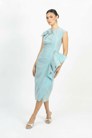 Arlet Drape Midi Vestido - Reina Diaz