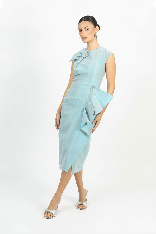 Arlet Drape Midi Vestido - Reina Diaz
