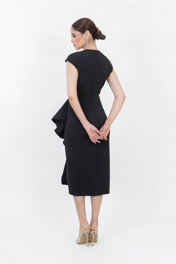 Arlet Drape Midi Vestido - Reina Diaz