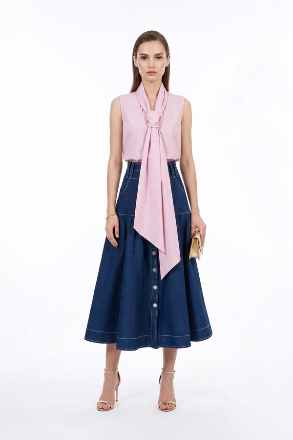 Atenas Oversize Bow - Neck Cotton Blusa - Reina Diaz