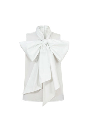 Atenas Oversize Bow - Neck Cotton Blusa - Reina Diaz