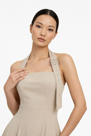 Audrey Halter Midi Vestido - Reina Diaz