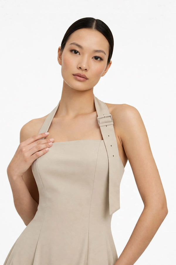 Audrey Halter Midi Vestido - Reina Diaz