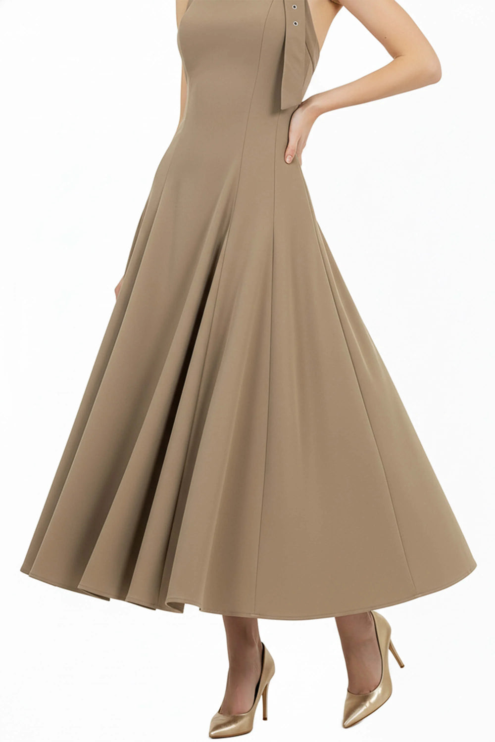 Audrey Halter Midi Vestido - Reina Diaz