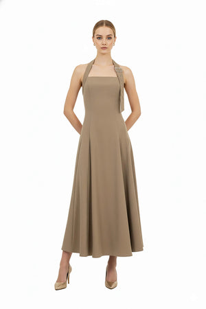 Audrey Halter Midi Vestido - Reina Diaz