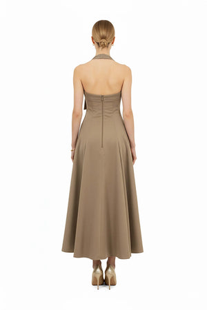 Audrey Halter Midi Vestido - Reina Diaz