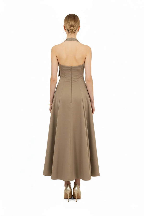 Audrey Halter Midi Vestido - Reina Diaz
