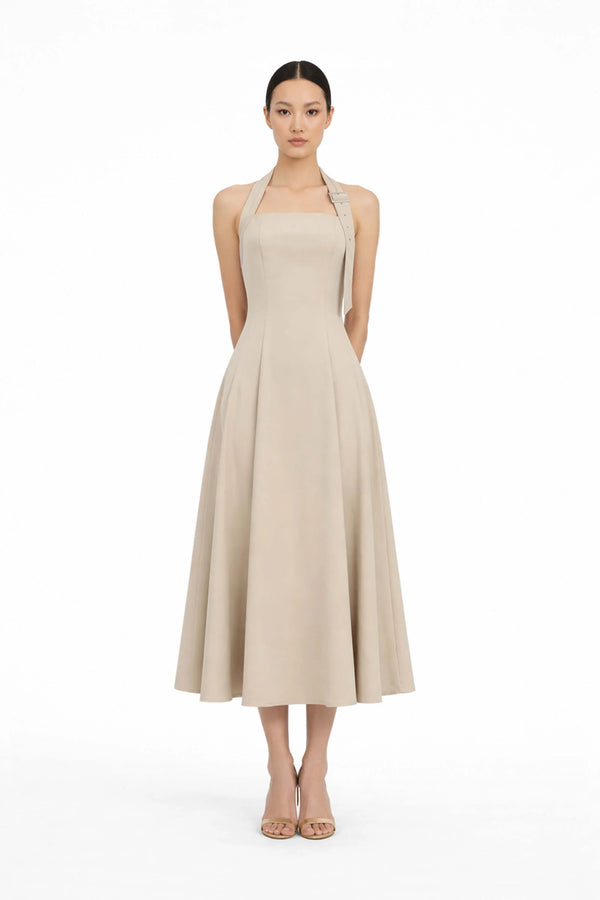 Audrey Halter Midi Vestido - Reina Diaz