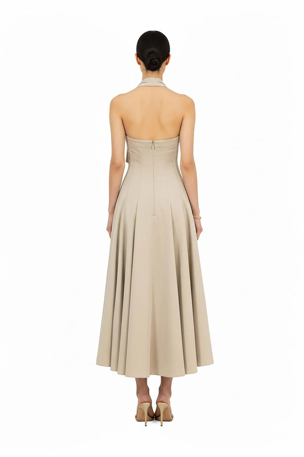 Audrey Halter Midi Vestido - Reina Diaz