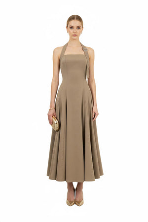 Audrey Halter Midi Vestido - Reina Diaz