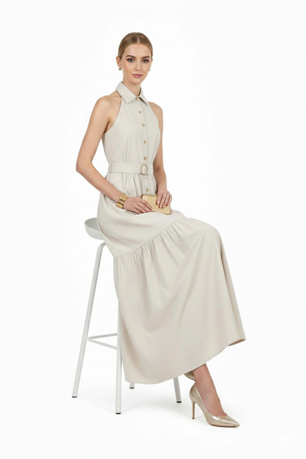 Aurelia Halter Maxi Vestido - Reina Diaz