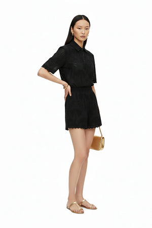 Ava Tropical Eyelet Blusa - Reina Diaz