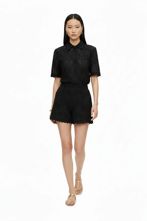 Ava Tropical Eyelet Blusa - Reina Diaz