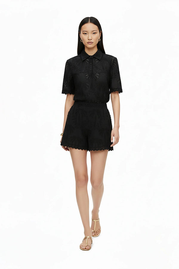 Ava Tropical Eyelet Blusa - Reina Diaz