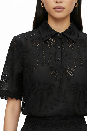 Ava Tropical Eyelet Blusa - Reina Diaz