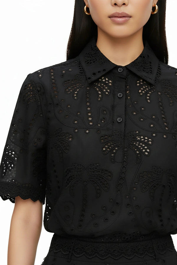 Ava Tropical Eyelet Blusa - Reina Diaz