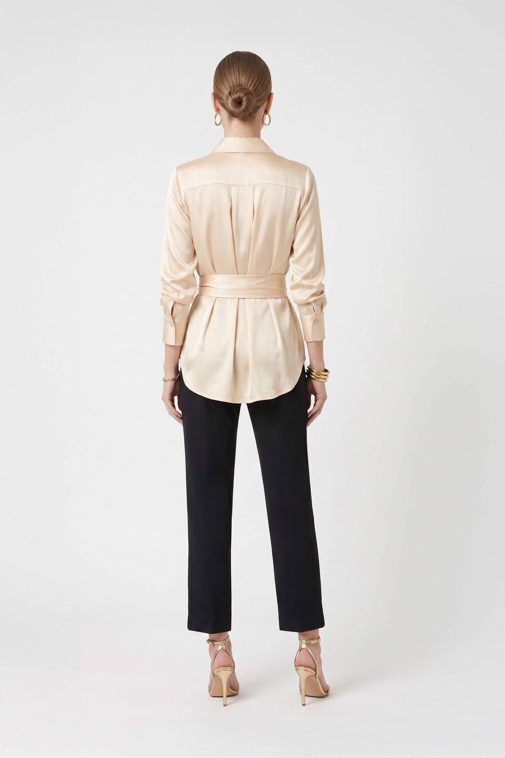 Beatrice Belted Shirt Wrap Blusa 554242 BEI - Reina Diaz