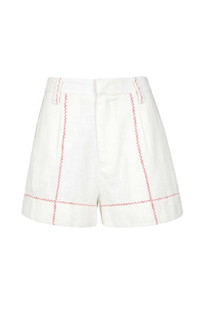 Beatrice Contrast Stitched High-Waist Shorts 731144 HUE - Reina Diaz