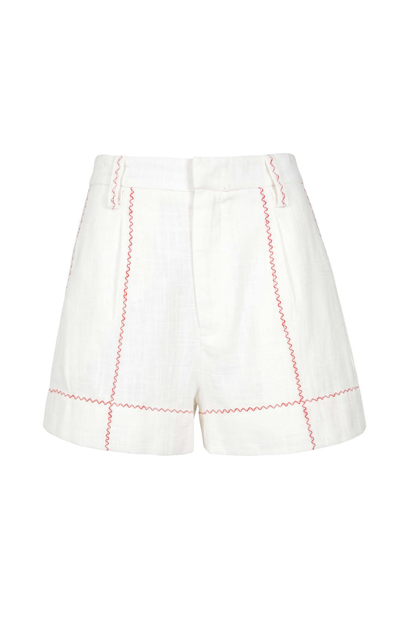 Beatrice Contrast Stitched High-Waist Shorts 731144 HUE - Reina Diaz