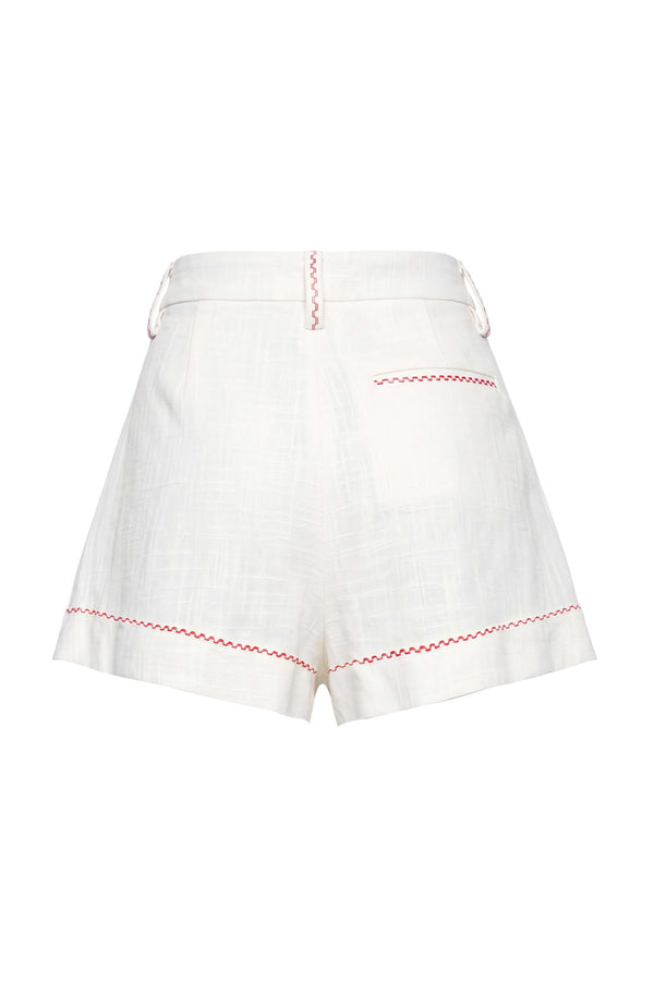 Beatrice Contrast Stitched High-Waist Shorts 731144 HUE - Reina Diaz