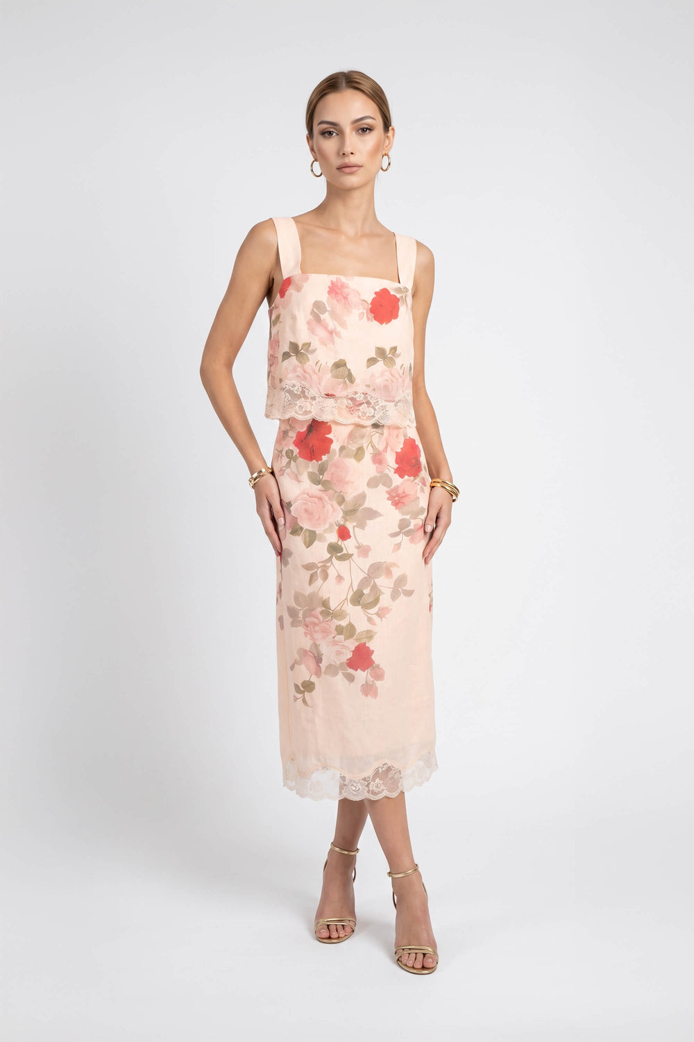 Beatrice Floral Lace Trim Co-Ord Conjunto 810028 EST - Reina Diaz