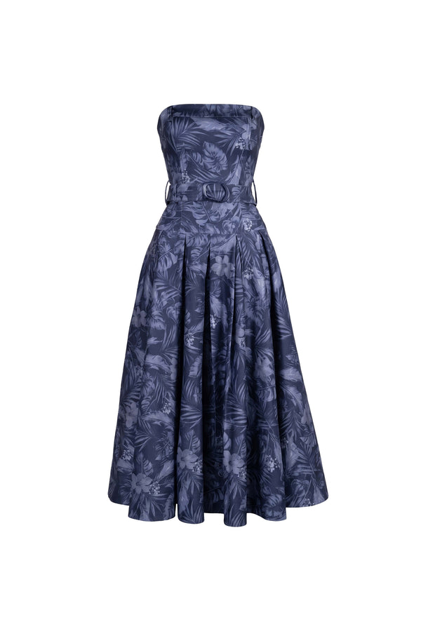 Beatrice Strapless Belted Floral Maxi Vestido 723006 MAR - Reina Diaz