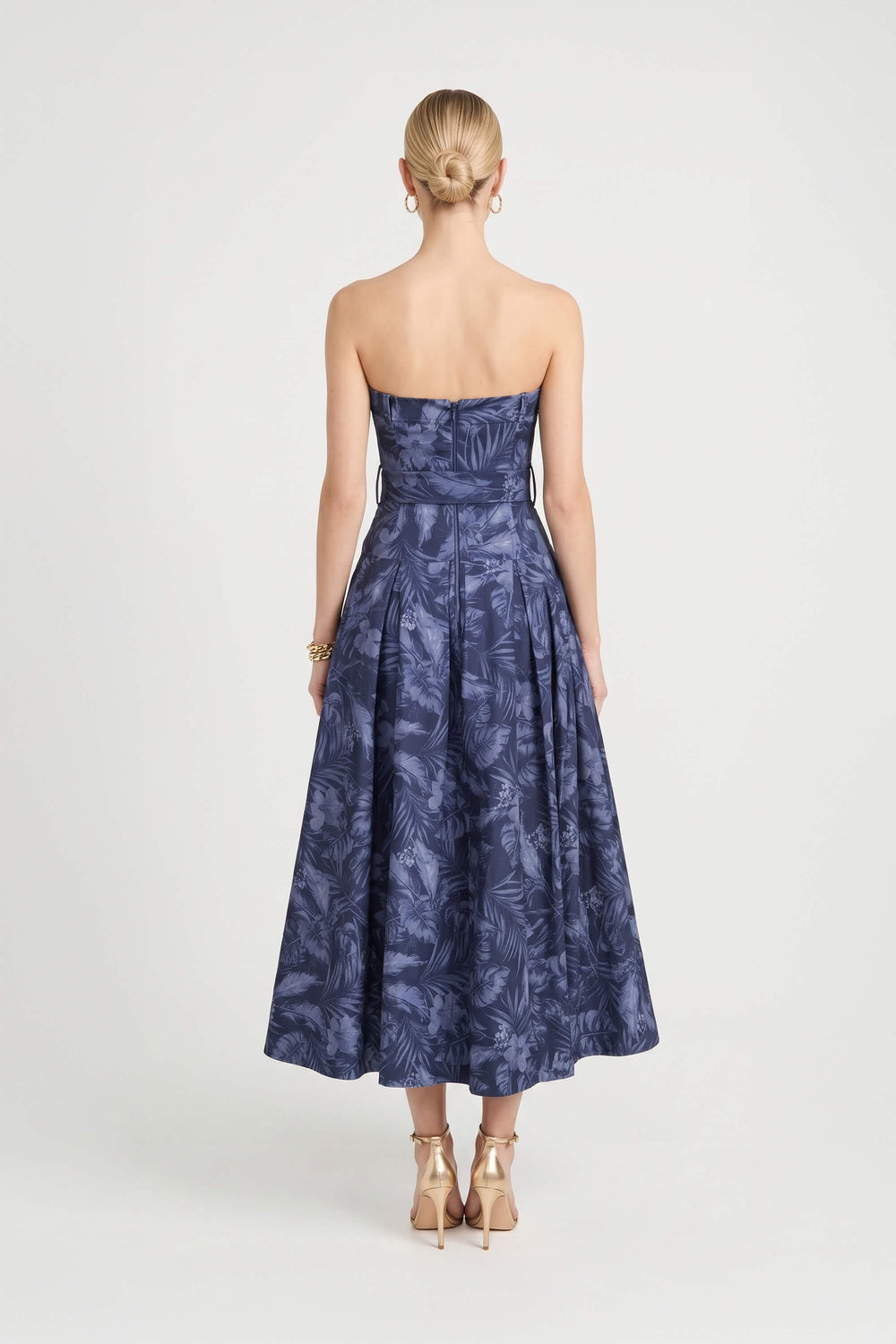 Beatrice Strapless Belted Floral Maxi Vestido 723006 MAR - Reina Diaz