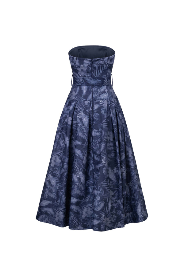 Beatrice Strapless Belted Floral Maxi Vestido 723006 MAR - Reina Diaz