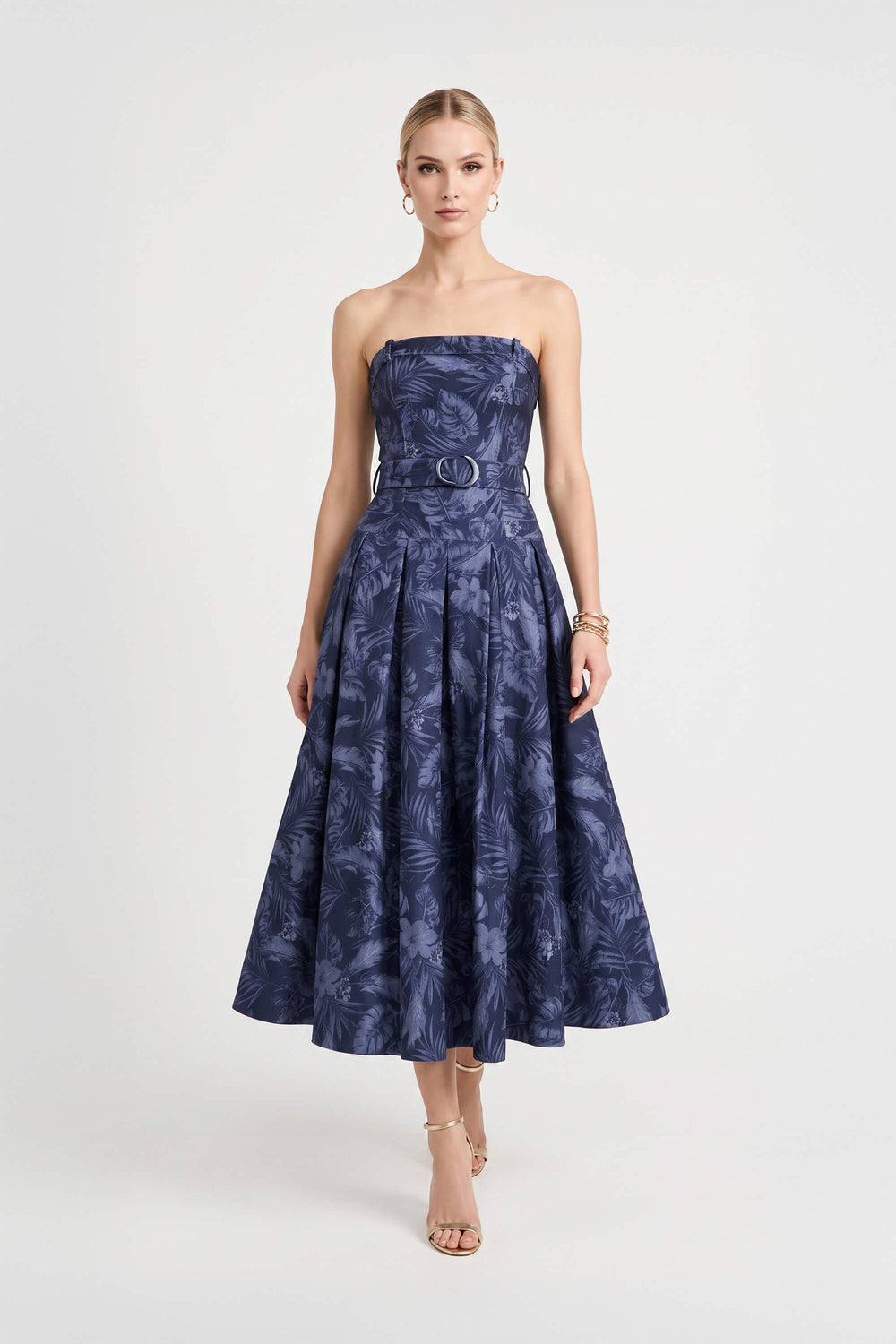 Beatrice Strapless Belted Floral Maxi Vestido 723006 MAR - Reina Diaz