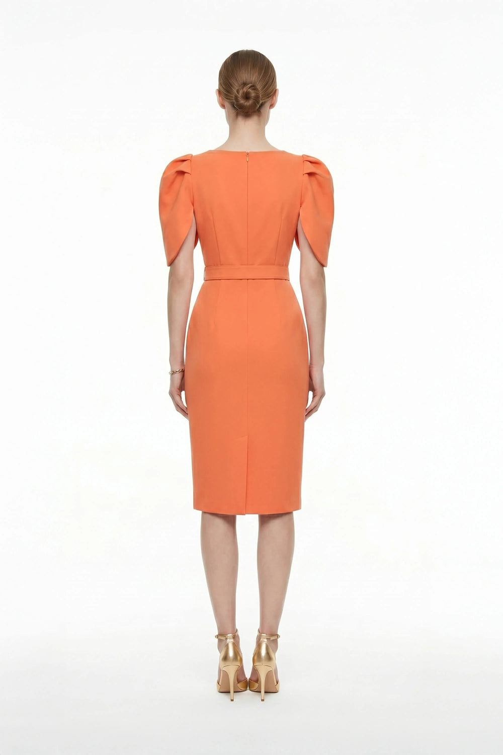 Beatriz Tulip Sleeve Belted Sheath Vestido - Reina Diaz