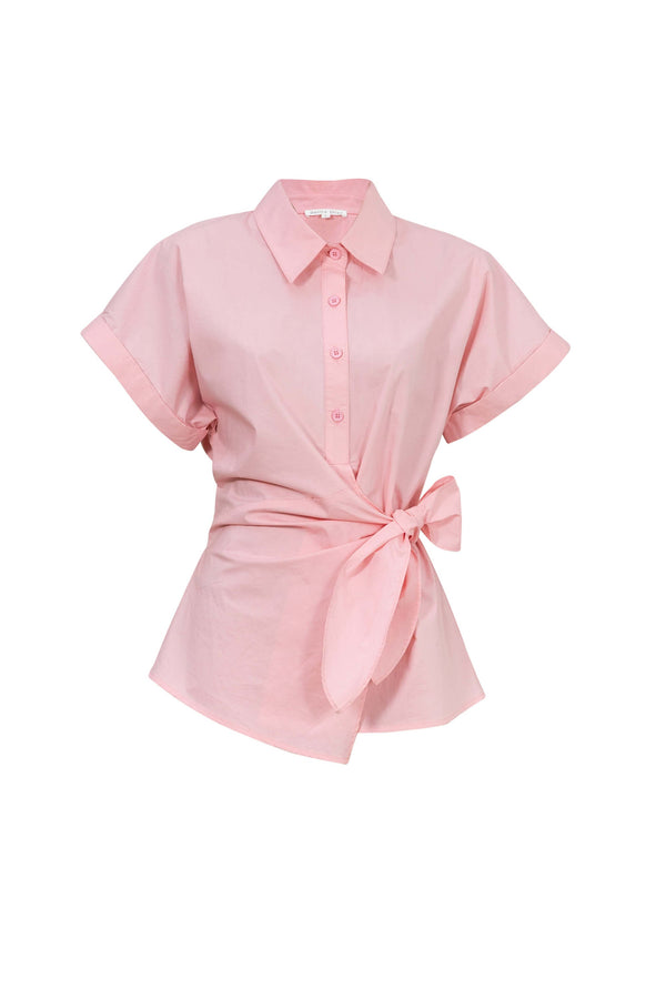 Begonia Knot - Detail Asymmetric Short - Sleeve Shirt - Reina Diaz