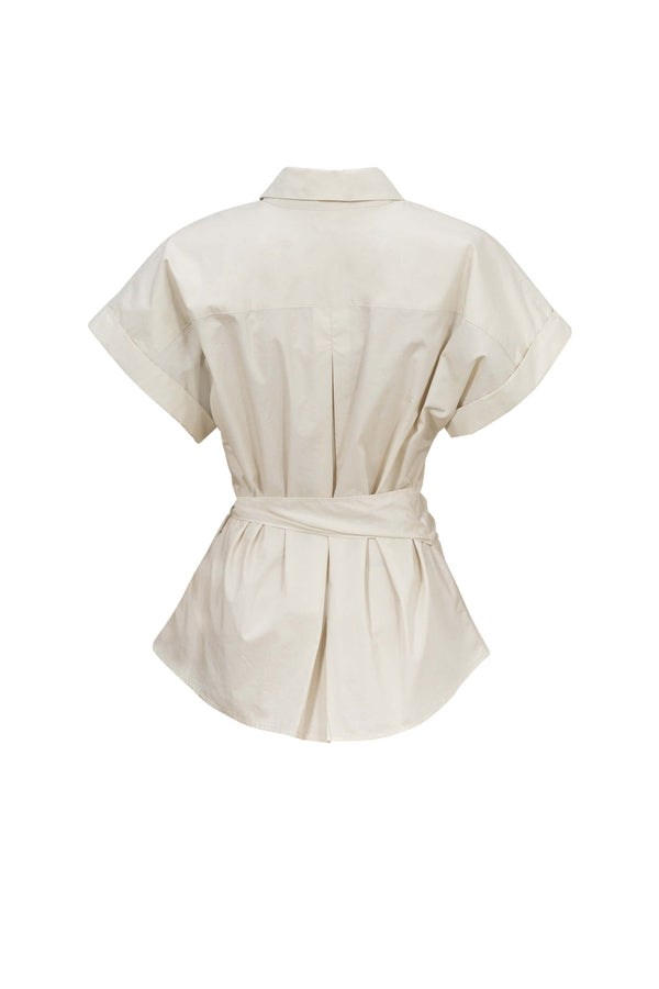 Begonia Knot - Detail Asymmetric Short - Sleeve Shirt - Reina Diaz