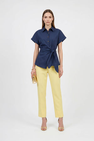 Begonia Knot - Detail Asymmetric Short - Sleeve Shirt - Reina Diaz