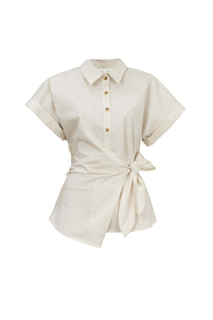 Begonia Knot - Detail Asymmetric Short - Sleeve Shirt - Reina Diaz