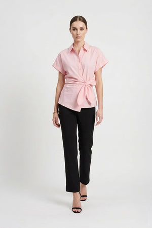 Begonia Knot - Detail Asymmetric Short - Sleeve Shirt - Reina Diaz