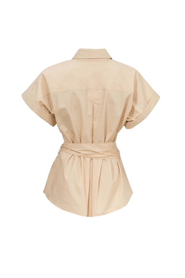 Begonia Knot - Detail Asymmetric Short - Sleeve Shirt - Reina Diaz