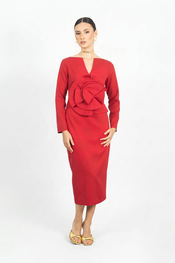 Belen 3D Rosette Vestido - Reina Diaz