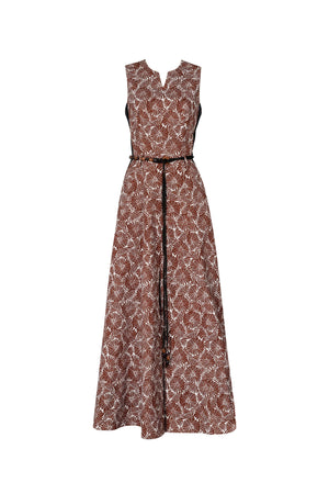 Berenice Printed Belted Maxi Vestido 723115 CAF - Reina Diaz