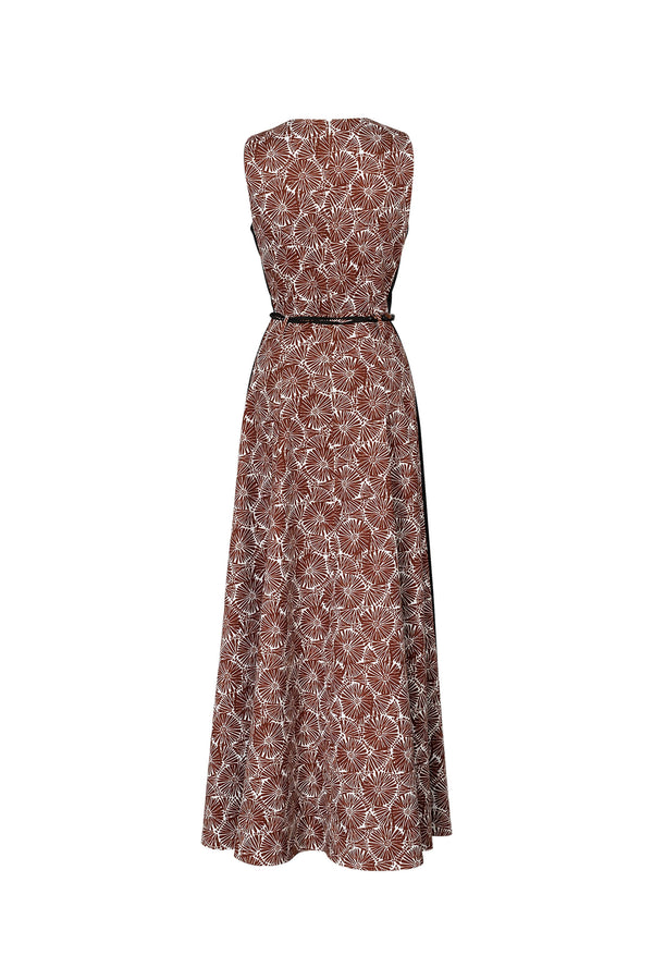 Berenice Printed Belted Maxi Vestido 723115 CAF - Reina Diaz