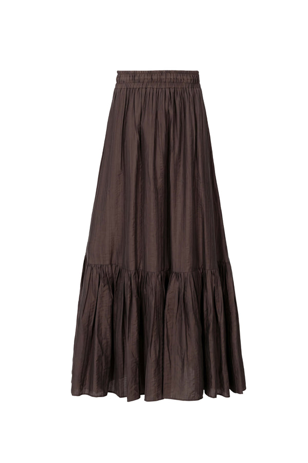 Berenice Tiered Elastic-Waist Maxi Falda 740933 CHO - Reina Diaz