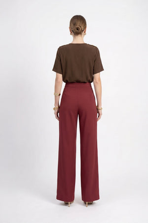 Bianca Shoulder-Button Short-Sleeve Blusa 554322 C - Reina Diaz