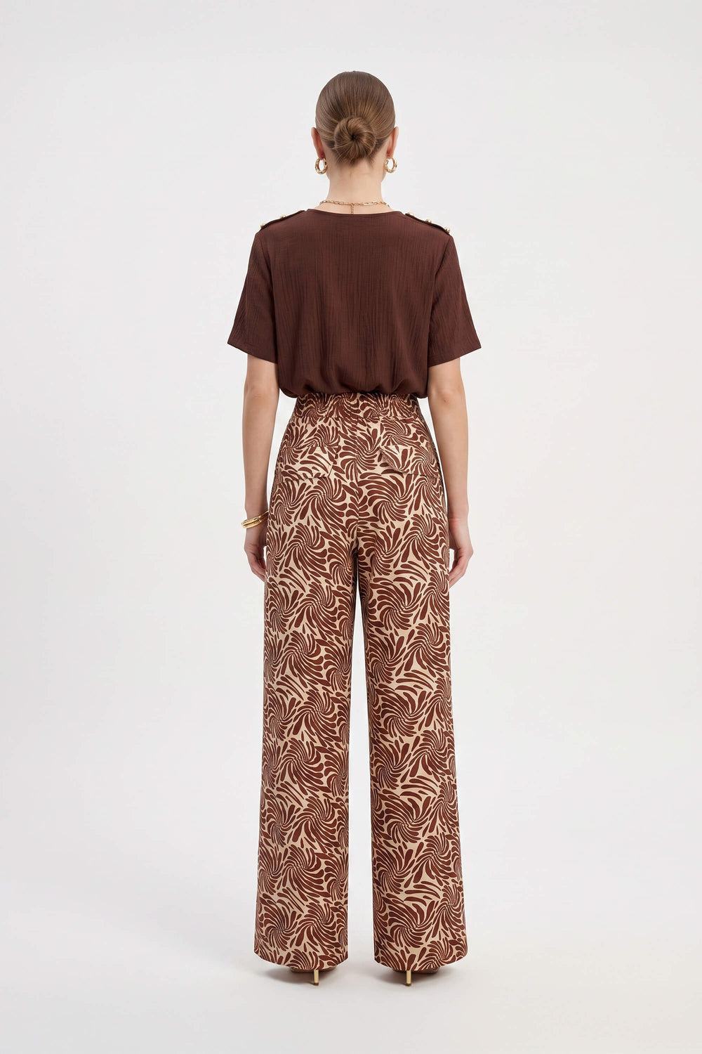 Bianca Shoulder-Button Short-Sleeve Blusa 554322 C - Reina Diaz